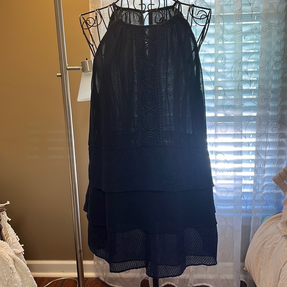 Sheer Navy vanished sleeve Top